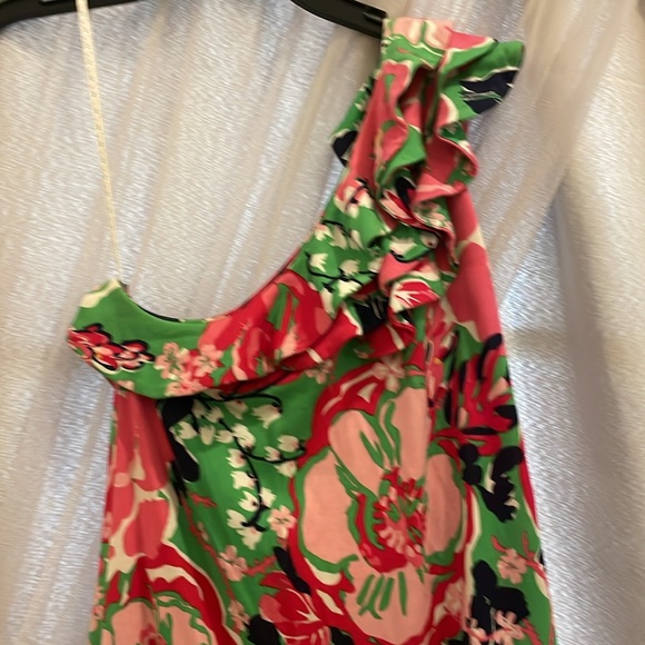 Lilly Pulitzer One Shoulder Ruffle A Thing Called Love Mini Floral Dress Size XS - Picture 4 of 7